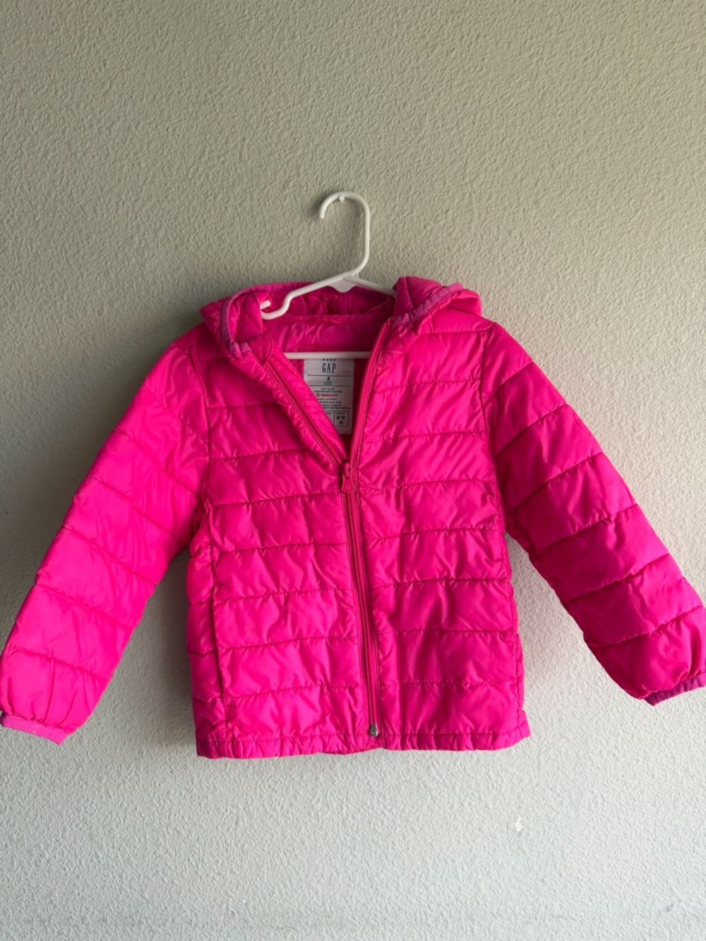 GAP Kids Neon Pink Hooded Quilted Puffer Jacket